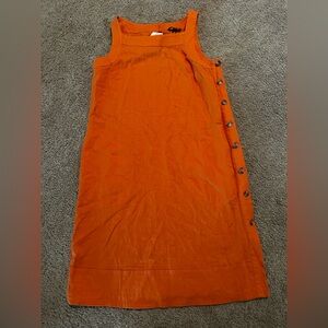 For Cynthia Bright Orange Linen Blend Dress